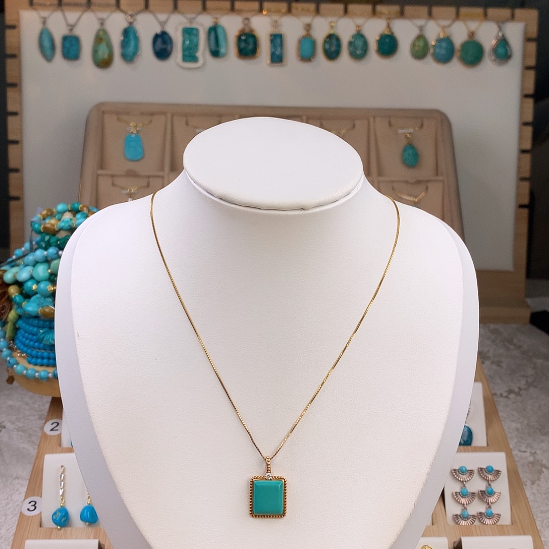 绿松石18K金镶嵌吊坠(不含链)