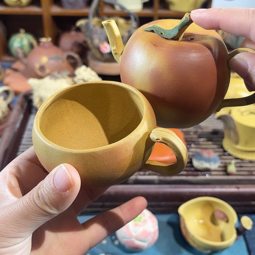 紫砂茶壶平安喜乐一套