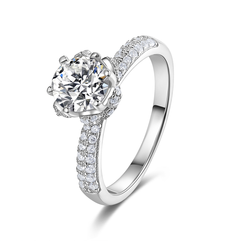 925银莫桑石戒指 一克拉冰雪皇后六爪钻戒  时尚百搭送闺蜜送对象