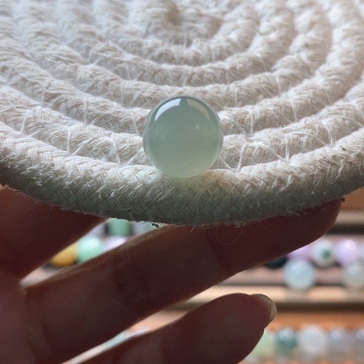 未镶嵌定制翡翠冰湖水绿圆珠 卡12