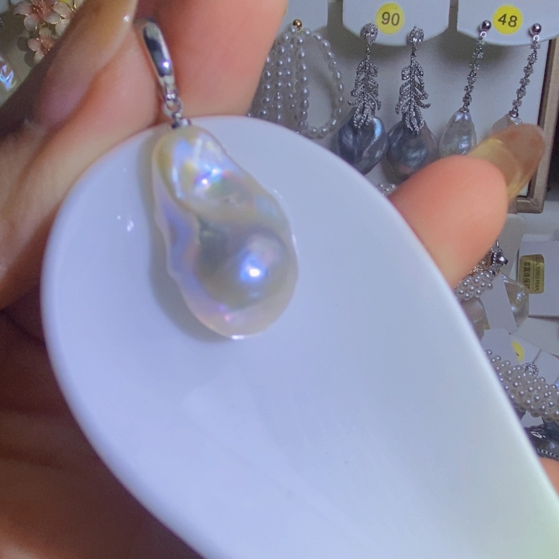 银S925镶嵌天然淡水珍珠淡水珍珠