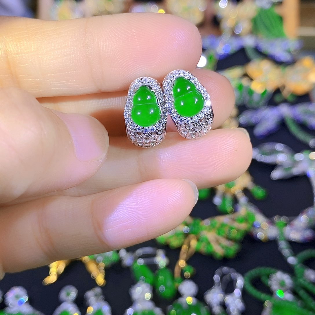 吊坠(不含链)银S925镶嵌翡翠