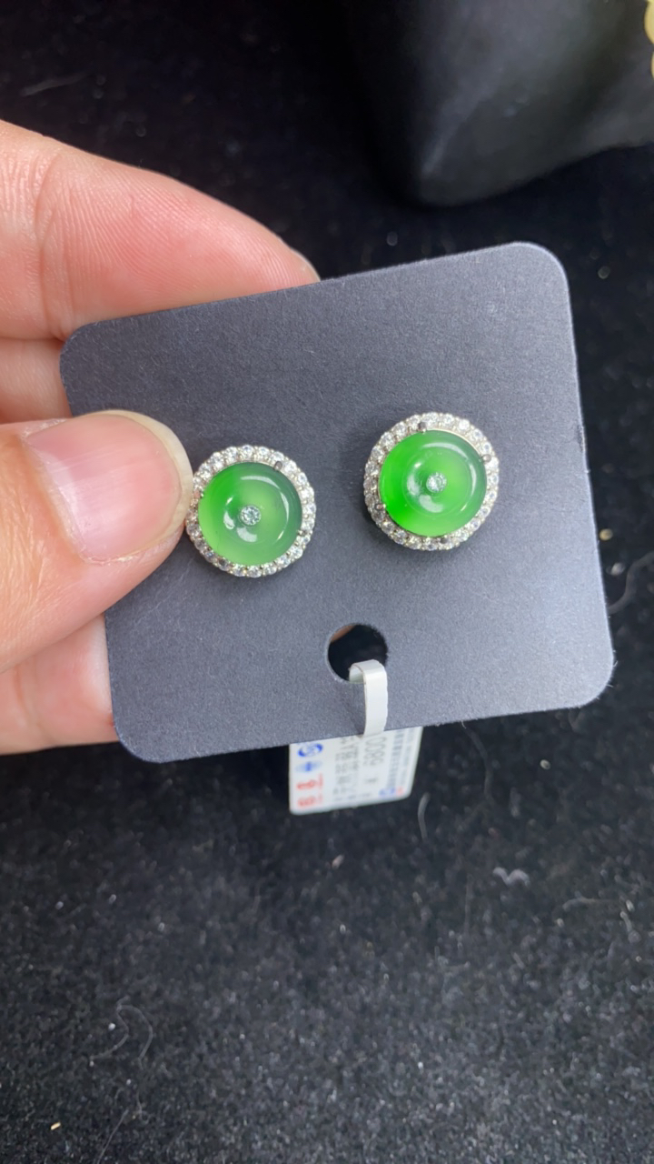 天然A货平安扣耳钉