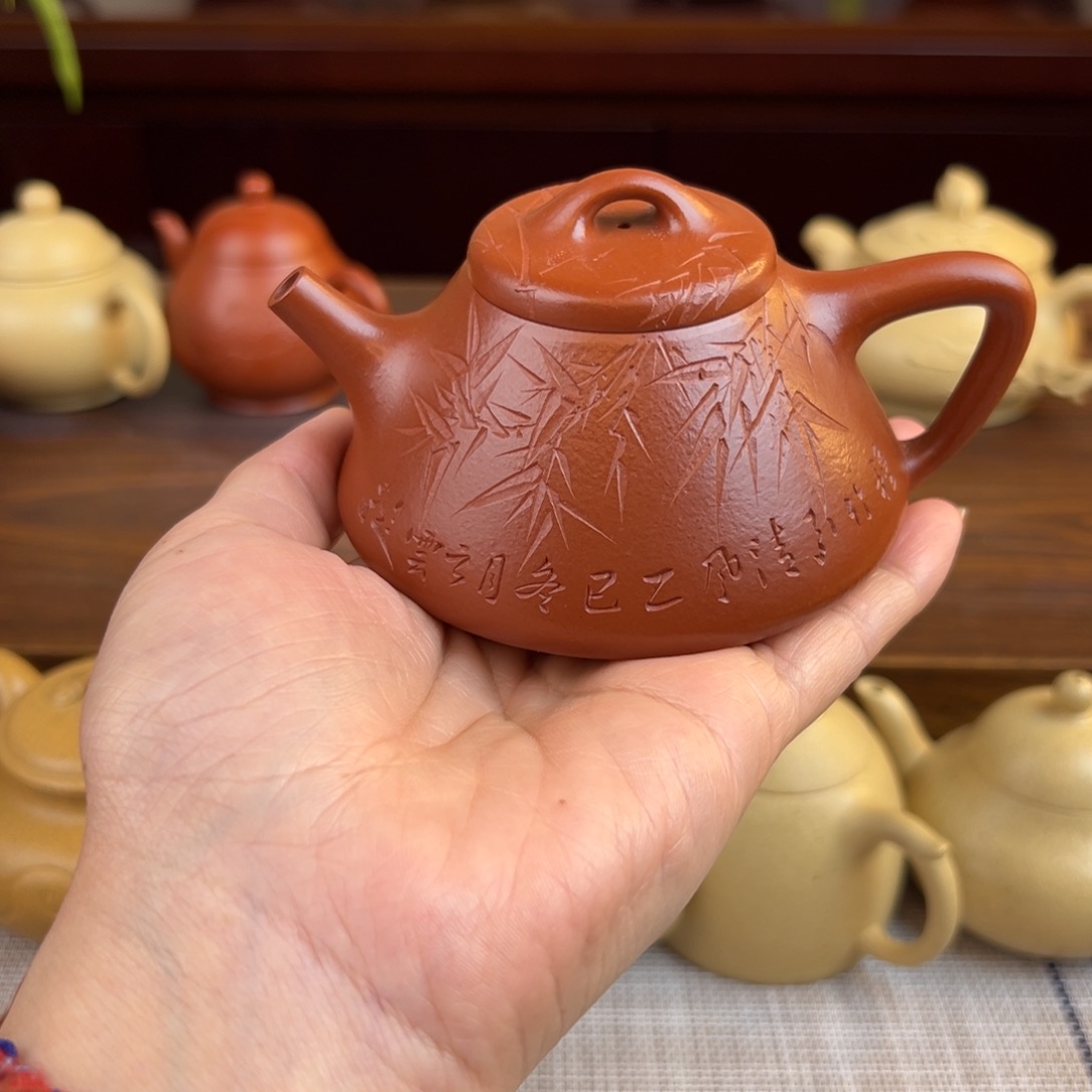 紫砂茶壶朱泥子冶石瓢全手150cc