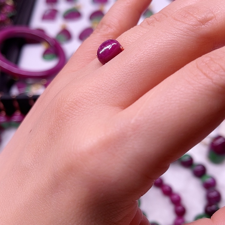 红宝石戒指银S925镶嵌