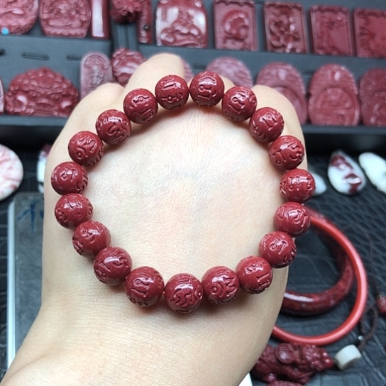 含辰砂工艺品紫金砂1.0六字箴言手链