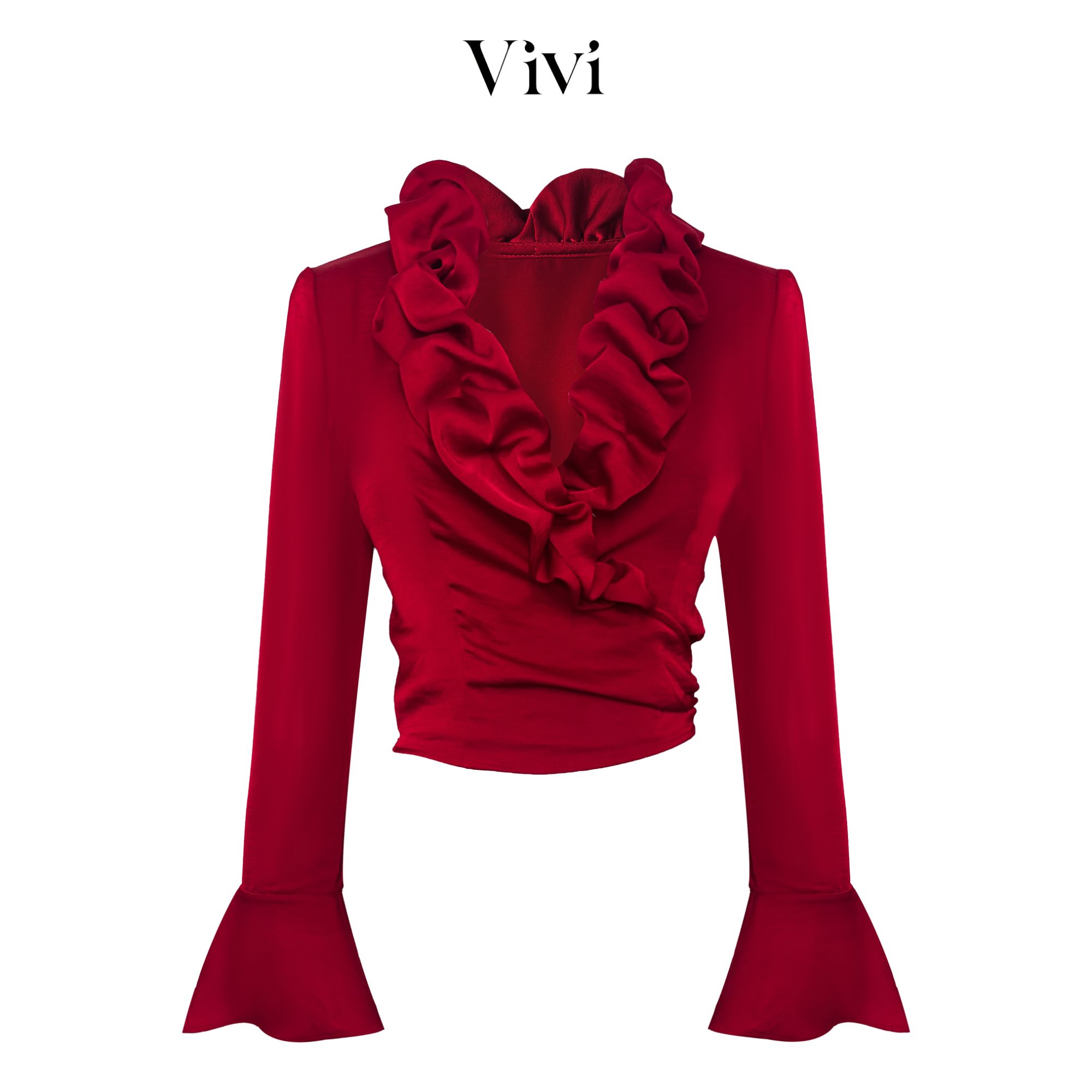 【繁花】抽褶轻奢时尚洋气精致感华丽氛围感上衣110-TOML2407161