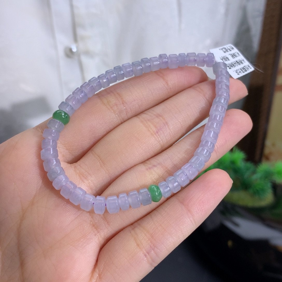 未镶嵌手串翡翠卡5.1冰紫桶珠