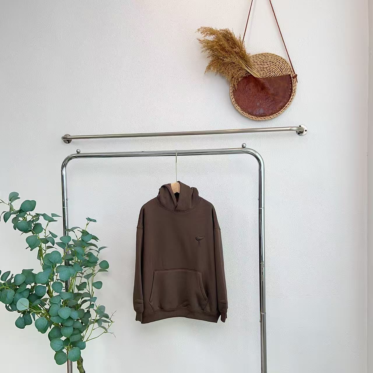 1433帕浅灰咖连帽卫衣