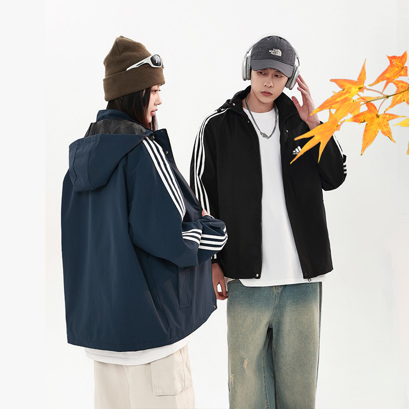 (奥莱VIP宠粉)情侣款连帽风衣外套夹克学生上衣秋季运动宽松型男