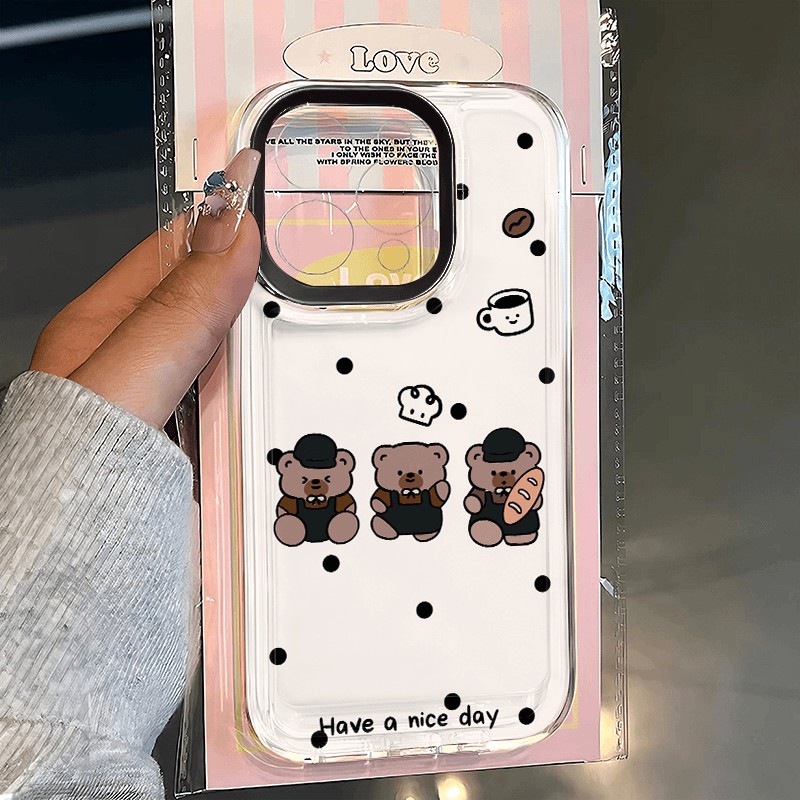 波点小熊适用iPhone15/14/13手机壳12promax软16女xs苹果11xr