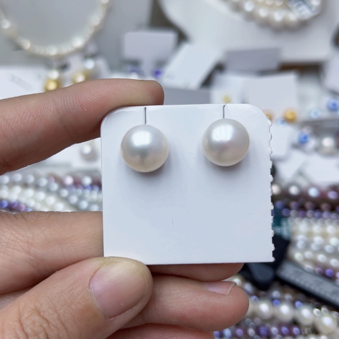 淡水珍珠耳饰银S925镶嵌
