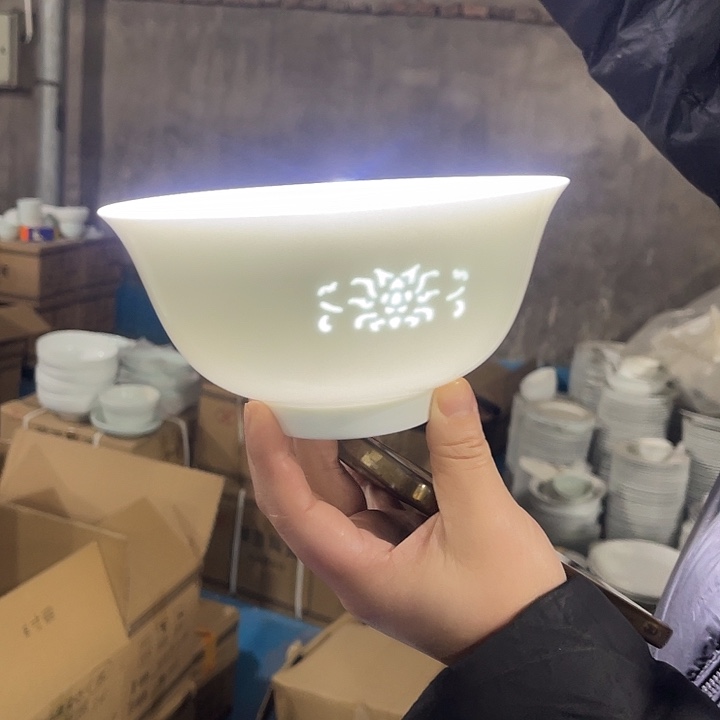 瓷片玲珑6.25英寸面碗两个，包邮，带标