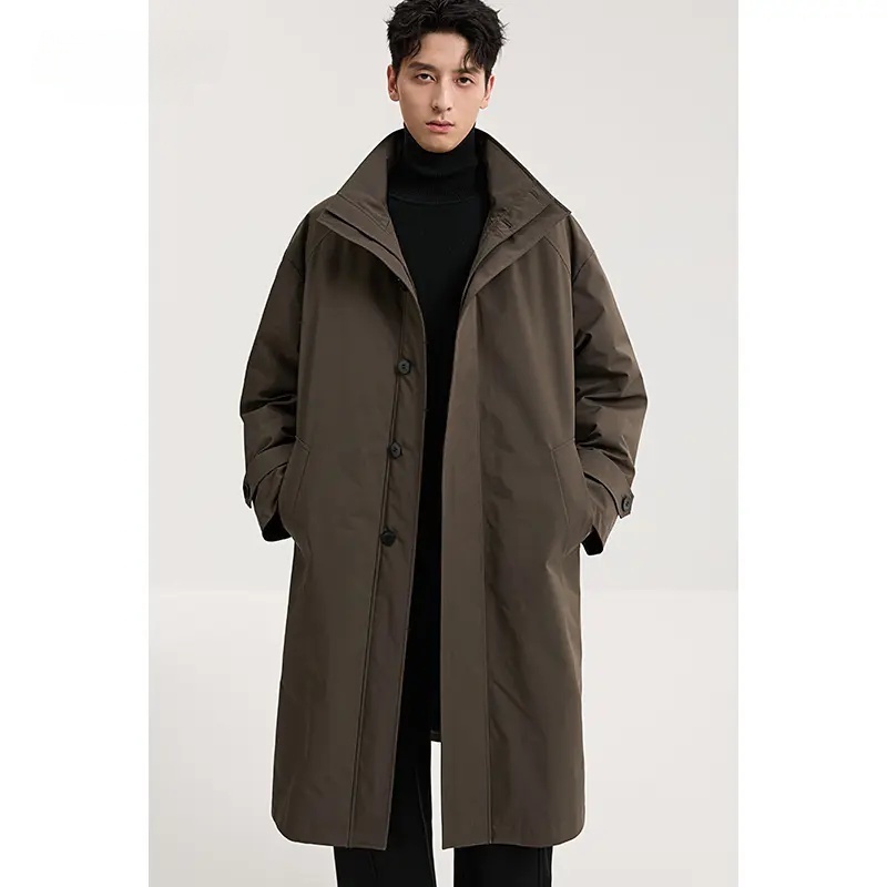 【90鹅绒】风衣式中长款羽绒服男冬新款高端鹅绒服过膝保暖外套5638