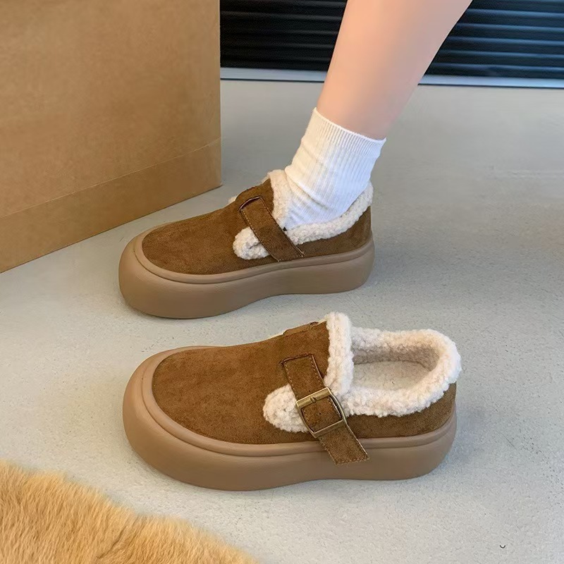 网红百搭爆款雪地靴厚底勃肯鞋女毛毛鞋2025新款冬季超暖女款鞋子