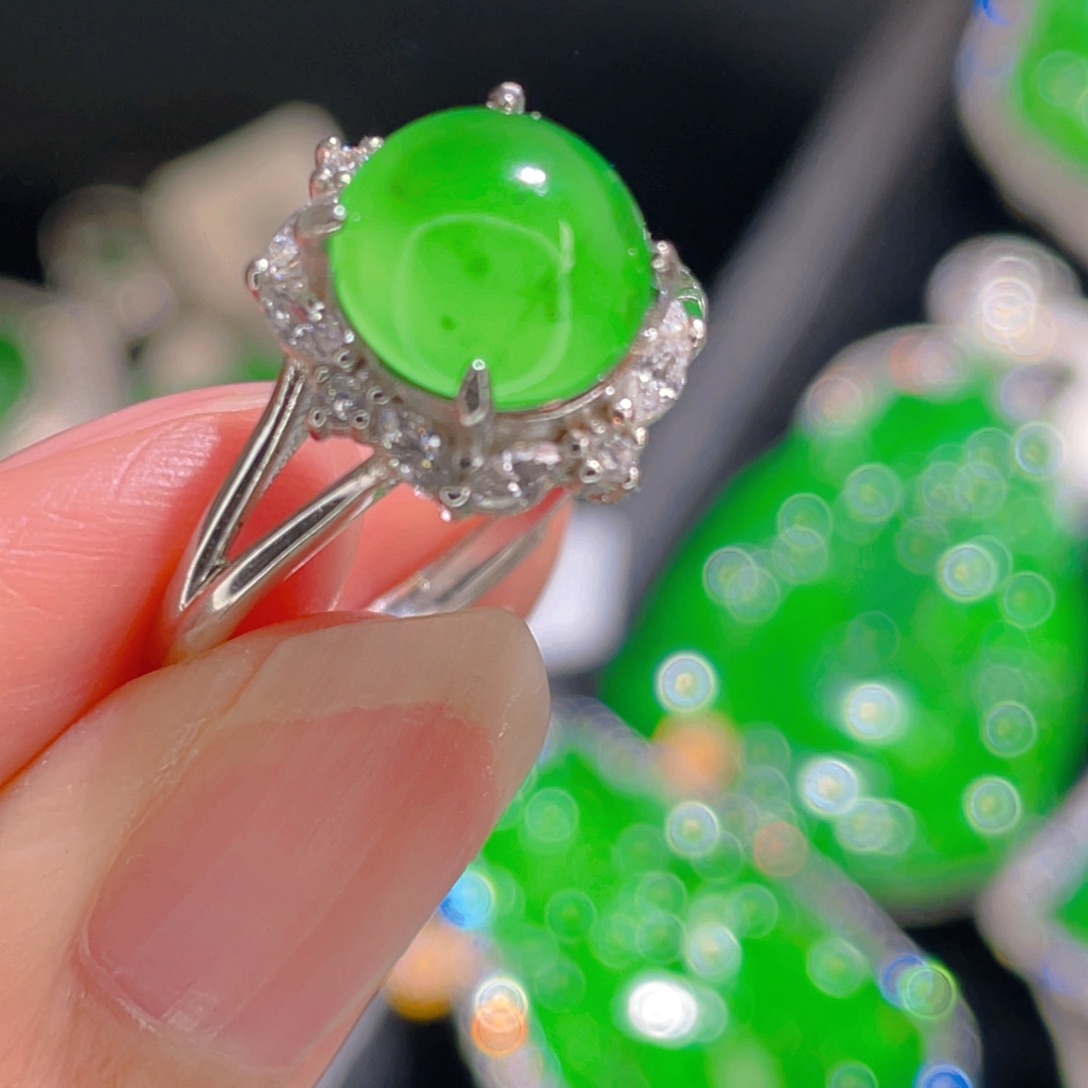 翡翠戒指银S925镶嵌11111111