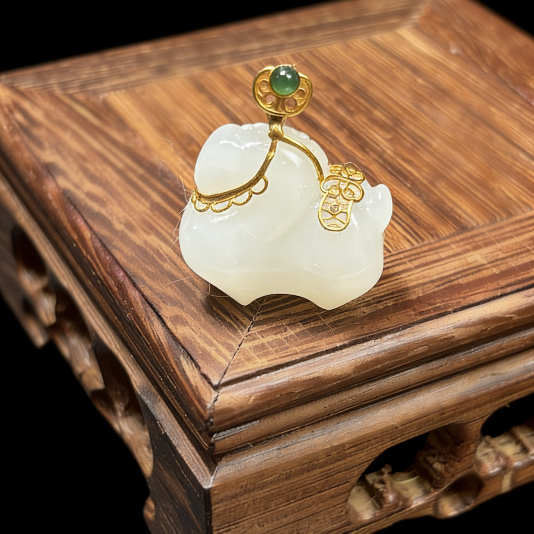 【福元】18k和田玉羊脂白唐马吊坠