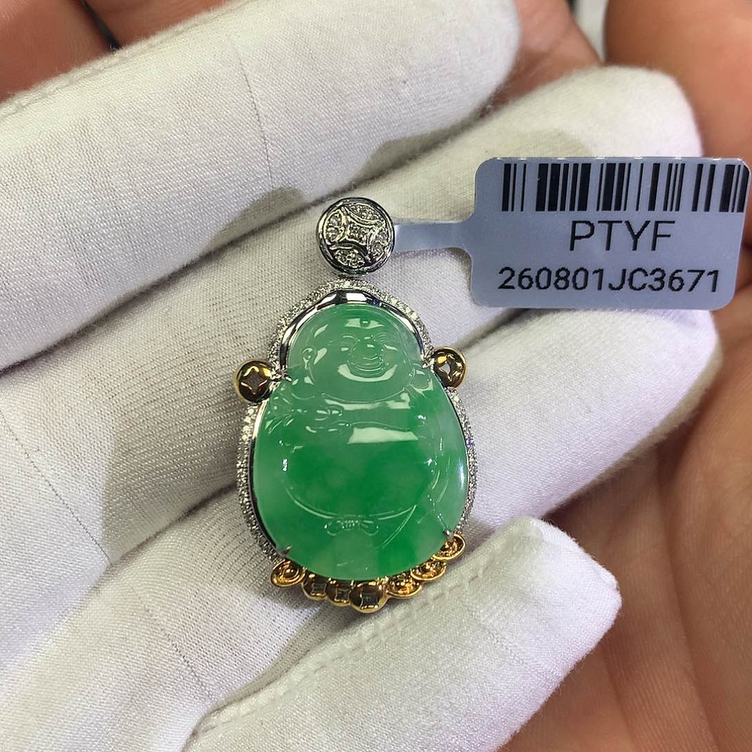 翡翠颈饰18K金镶嵌一