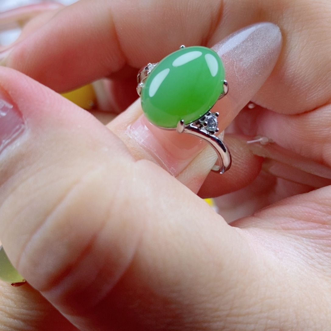 银S925镶嵌戒指和田玉