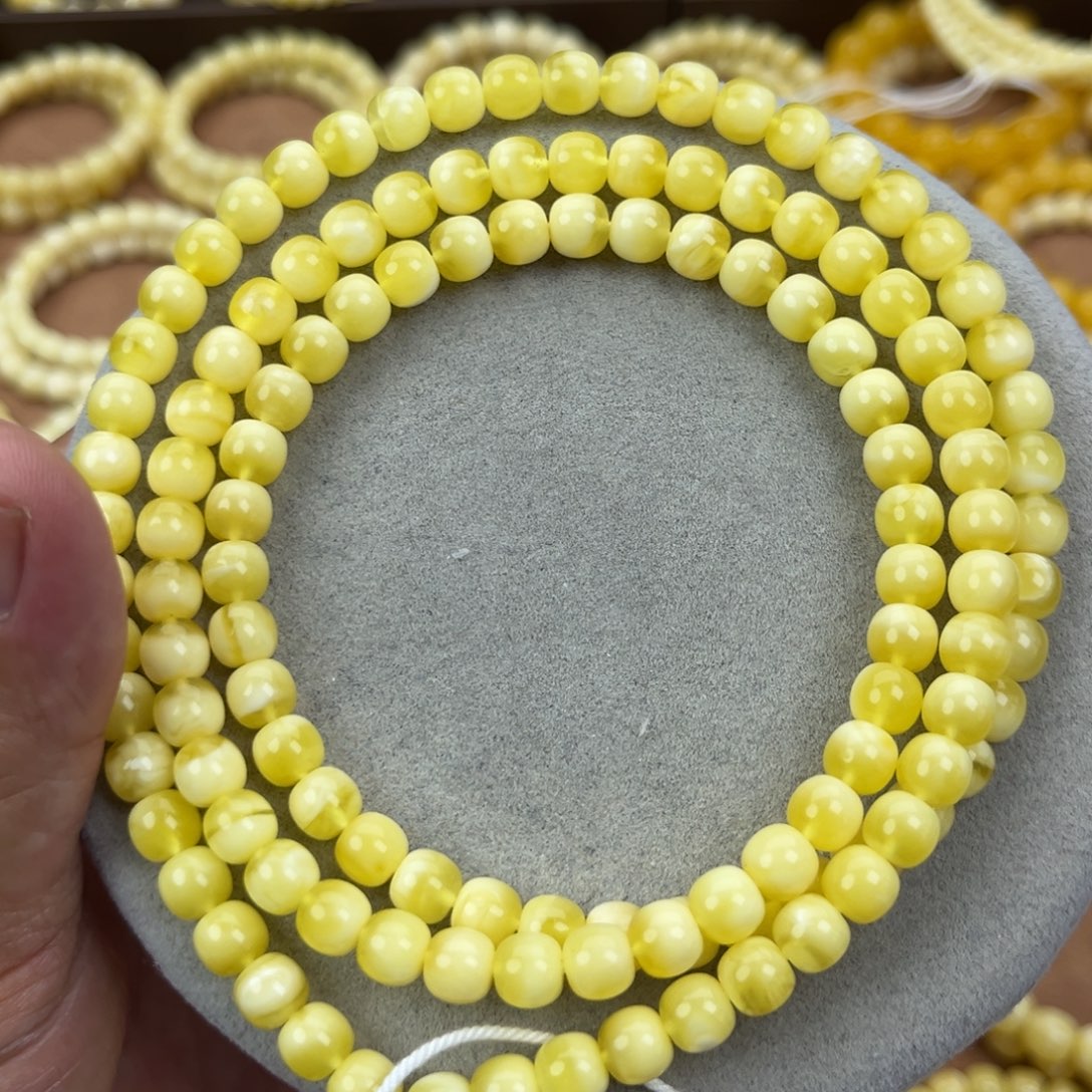 未镶嵌颈饰蜜蜡纯天然俄料金白聚宝盆7*6.5