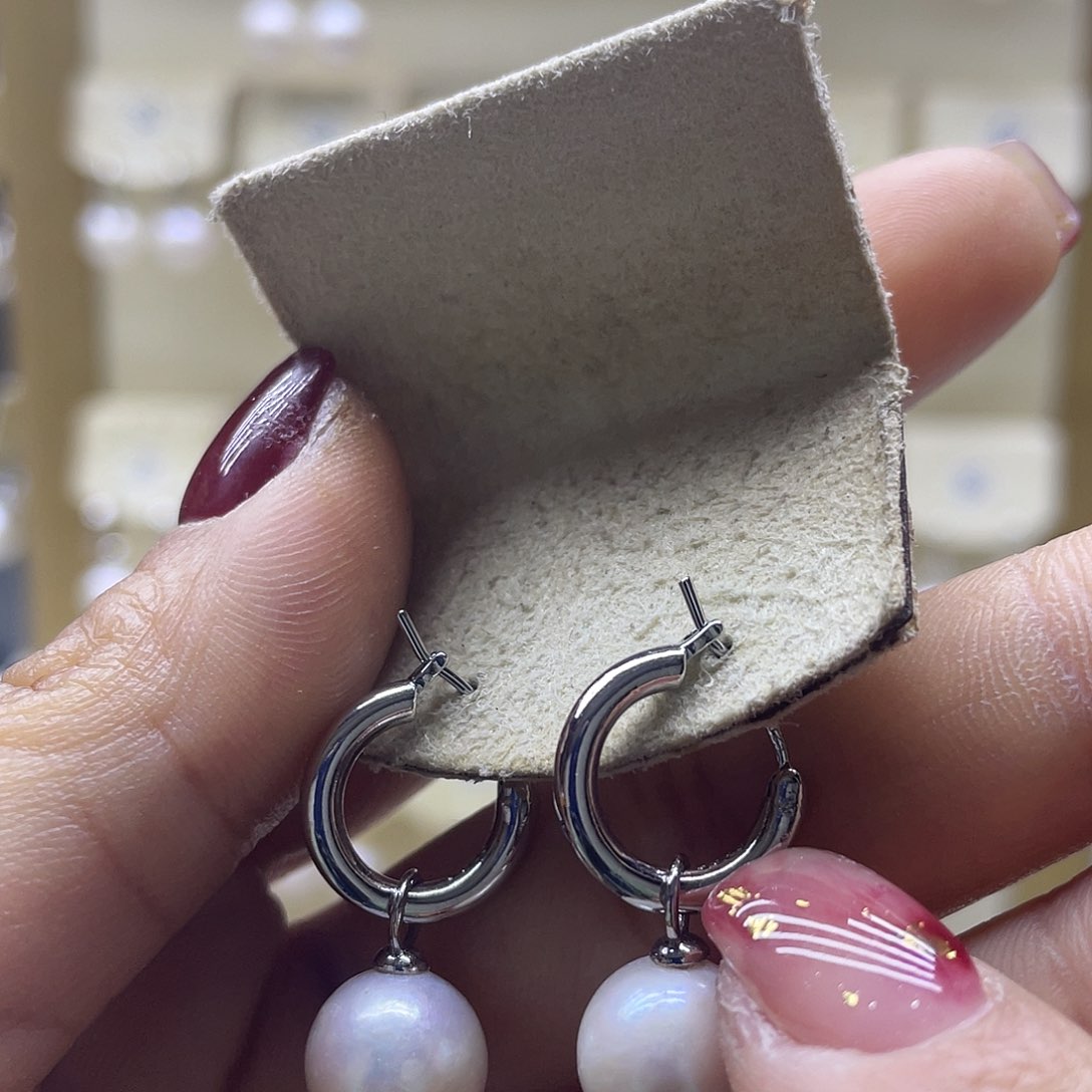 淡水珍珠耳饰银S925镶嵌