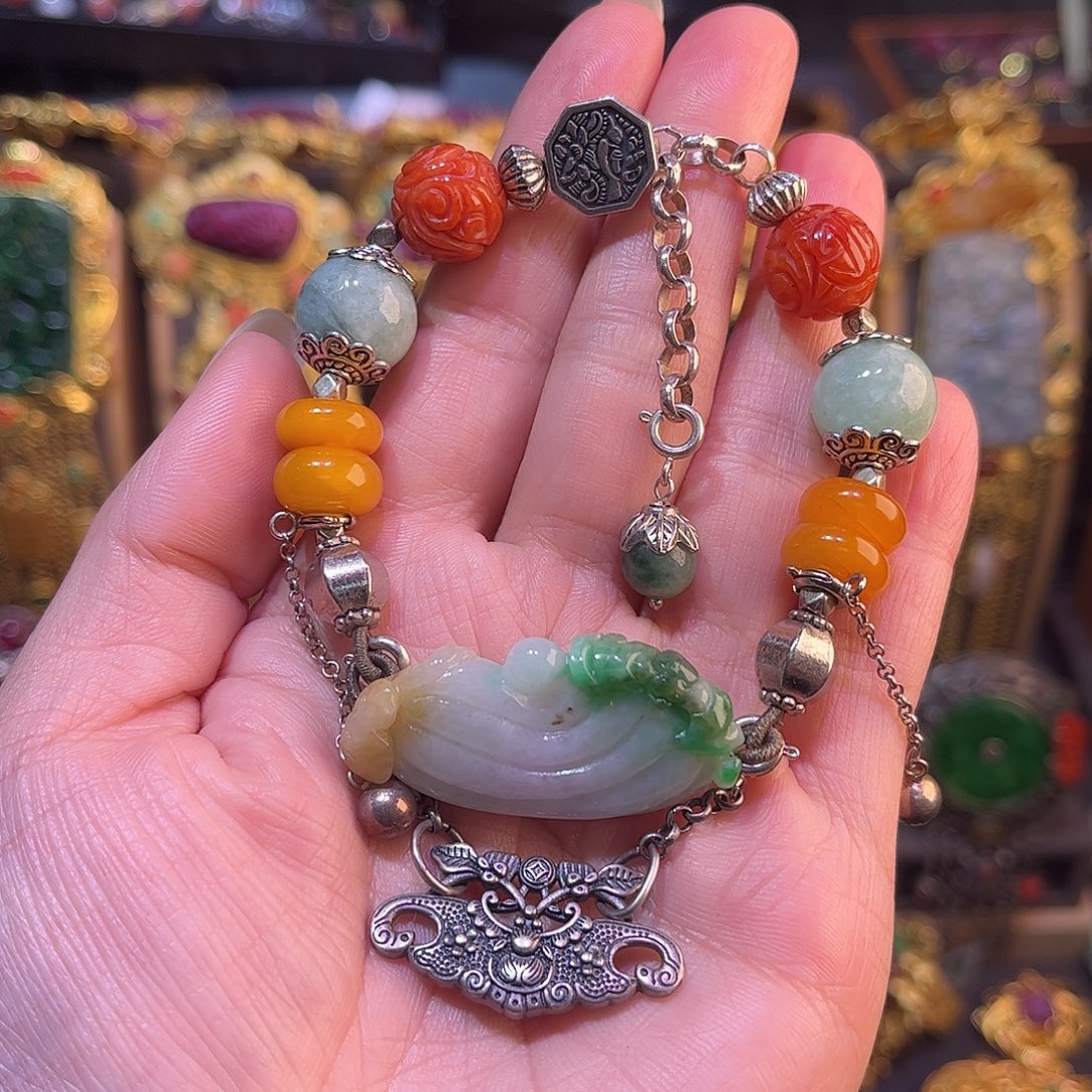 翡翠未镶嵌手链福利款翡翠多宝手链