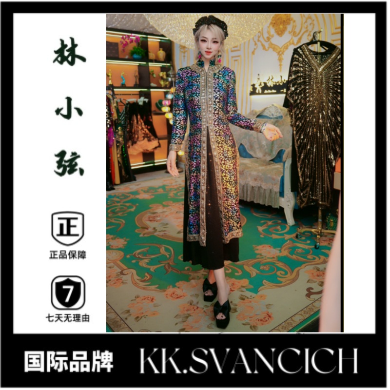 646【小野豹】开叉外套宽松下摆开叉带拉链时尚长袖外套显瘦外套