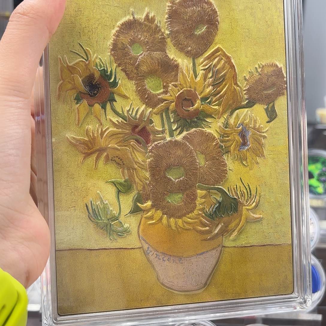 危***学纯银《向日葵》梵高世界名画银币双金属2024年