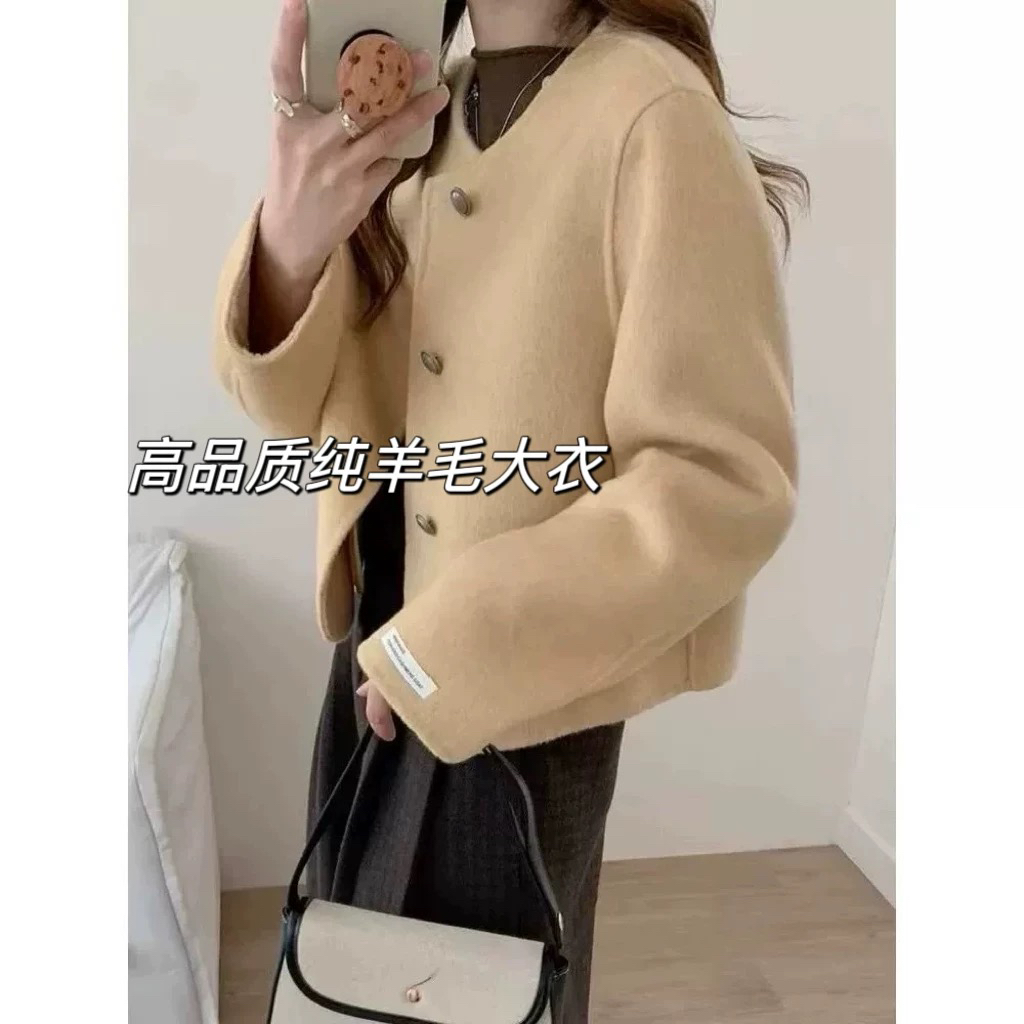 韩版复古小香风羊毛外套女秋季新款宽松百搭短款上衣