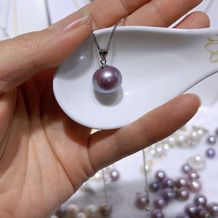 淡水珍珠紫珠银色瓜子扣未镶嵌