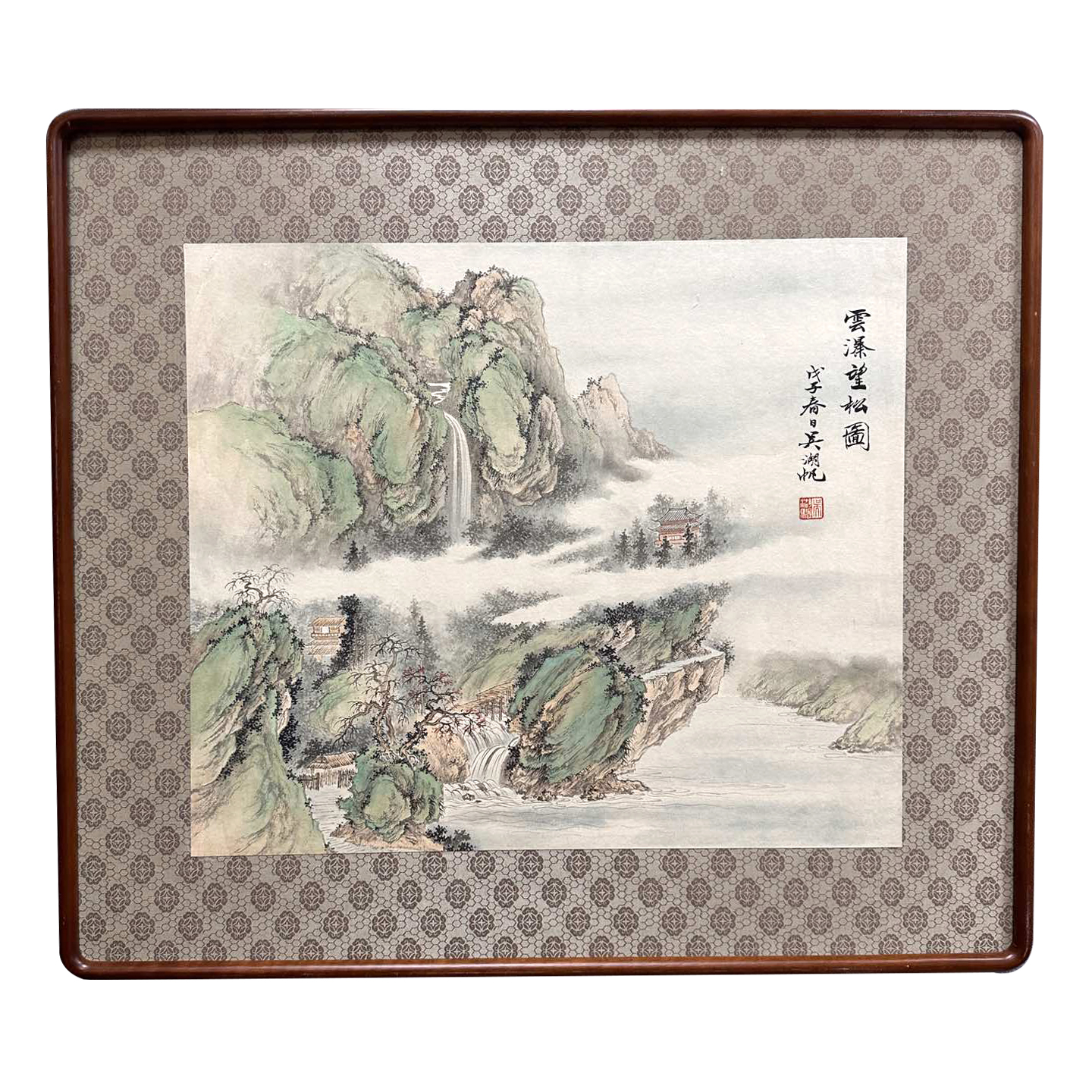 LOT32 【云瀑望松图】 镜框 53*46cm  约2.2平尺