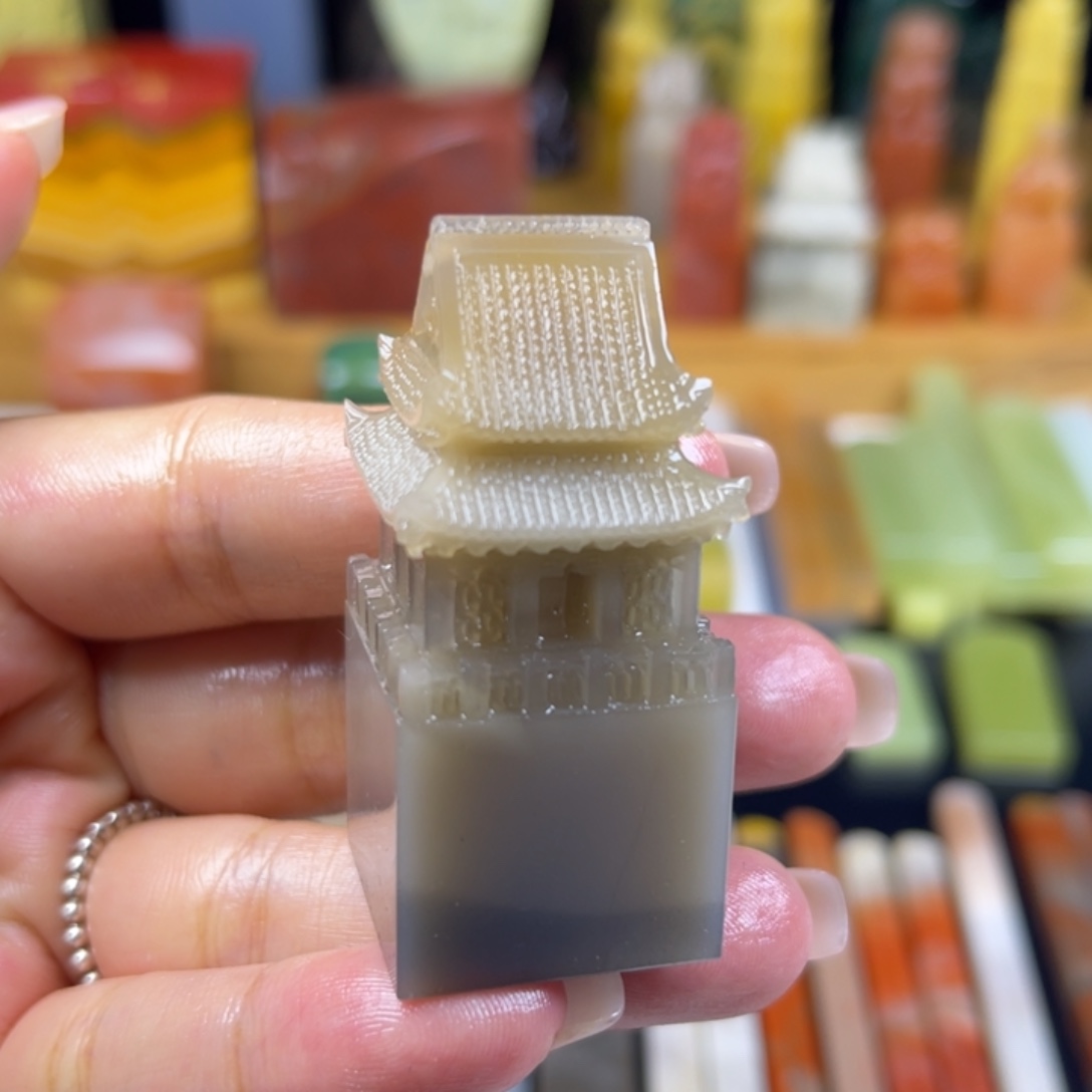 青田石印石巴林石立体古楼2.4×5.3