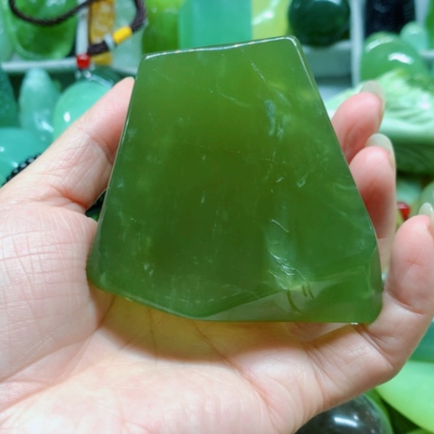 未镶嵌蛇纹石玉手把件