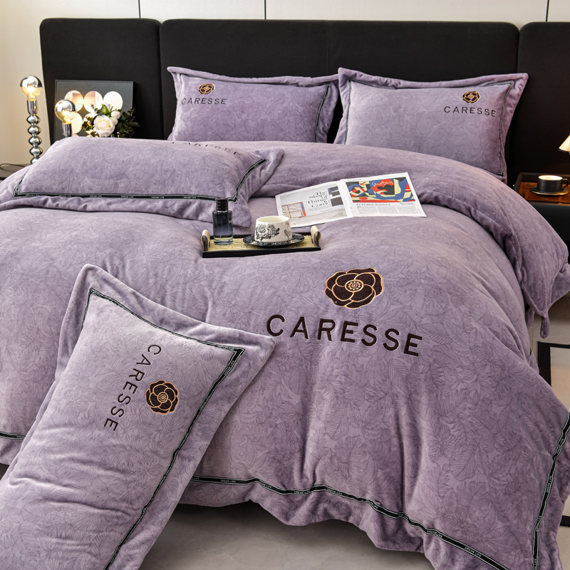 富安哪轻奢高档牛奶绒床单四件套加绒加厚双面绒冬季保暖被套被罩