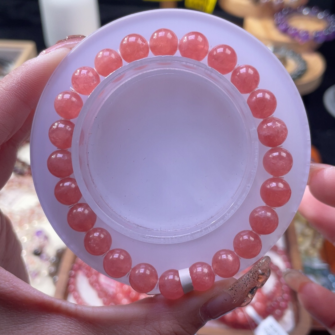 菱锰矿（红纹石）手串未镶嵌晨*?