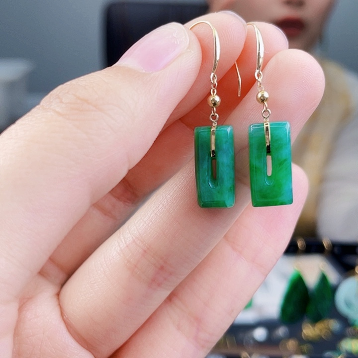 翡翠耳饰18K金镶嵌饰品