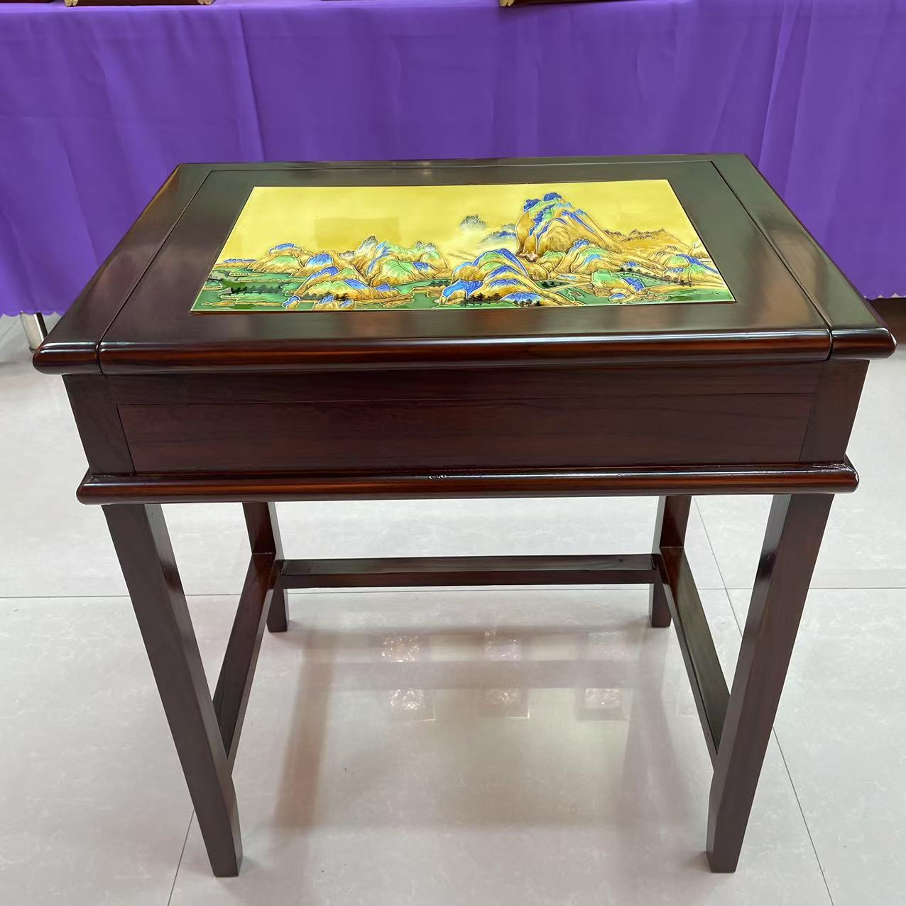 瓷板画简约多功能办公桌化妆台一体收纳柜客厅家用木质瓷器直播