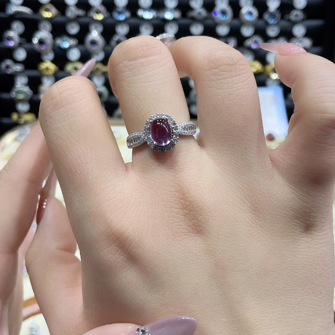 紫晶戒指银S925镶嵌戒指