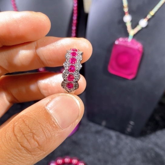 红宝石戒指银S925镶嵌