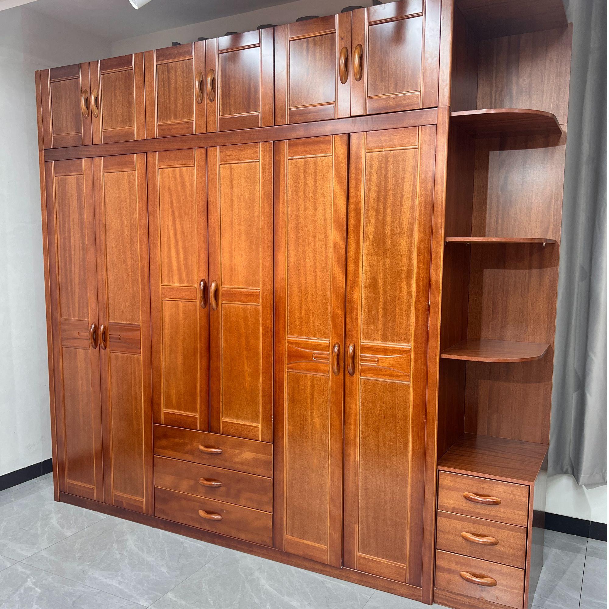 金丝檀衣柜可加边柜加顶柜全实木衣柜六门五门