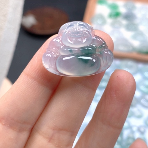 翡翠颈饰未镶嵌冰种飘花佛公