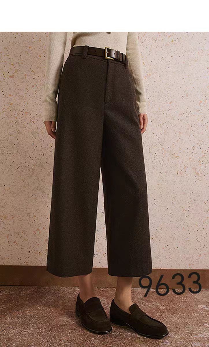 9633#【长83】2025新款时尚气质加厚半松紧阔腿休闲裤