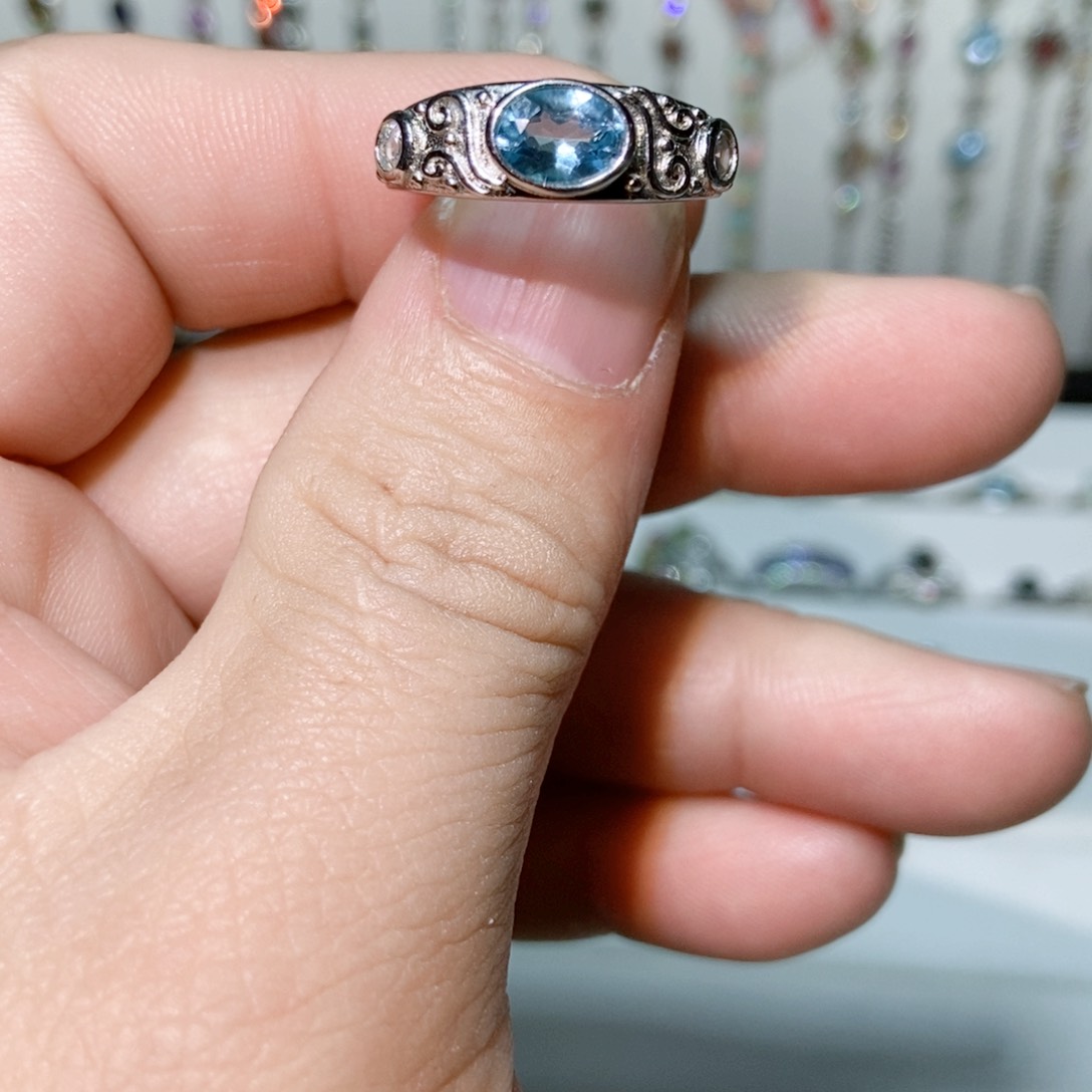 绿水晶戒指银S925镶嵌