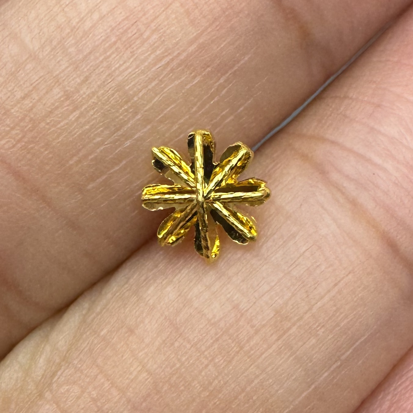 秋日特惠 足金999 雏菊太阳花直针黄金耳钉（单只专拍）