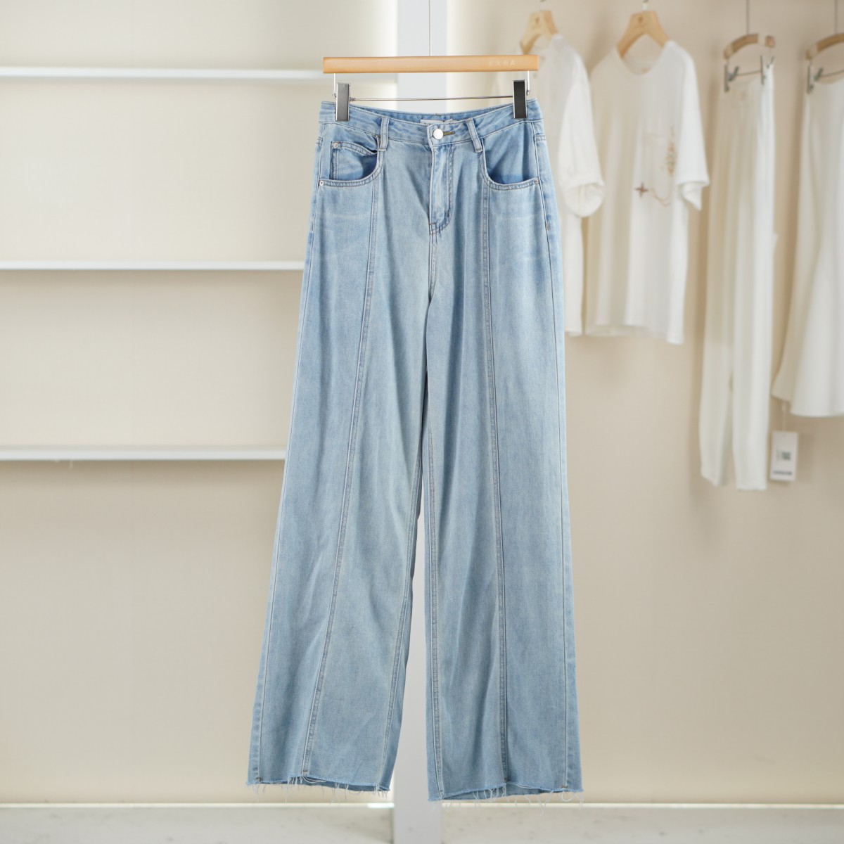 麦迪尚品【达】51213273 春夏时尚休闲牛仔直筒长裤品牌女装