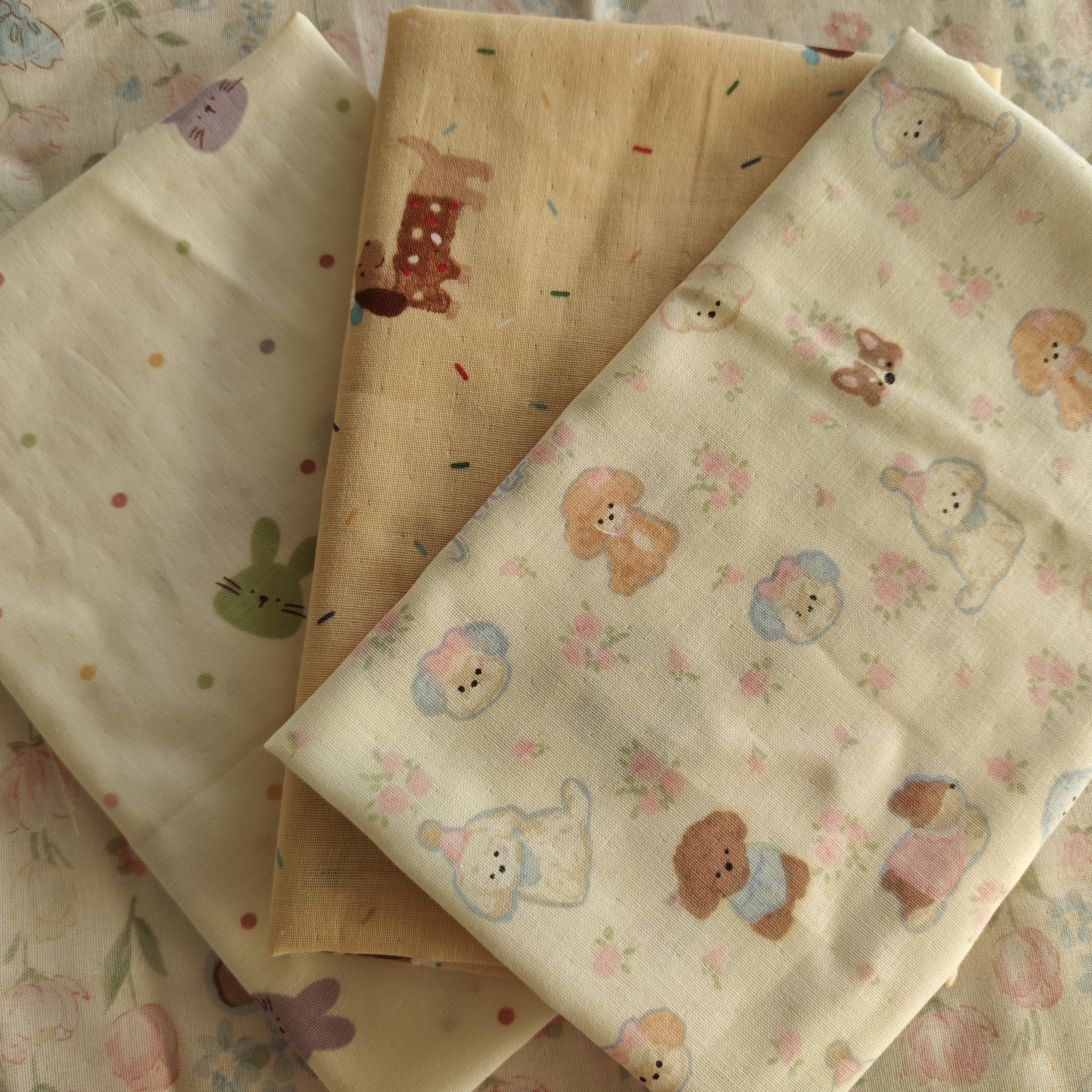 a类全棉双层纱宝宝口水巾大肠圈布料随机8-10个花色长9米宽35-40