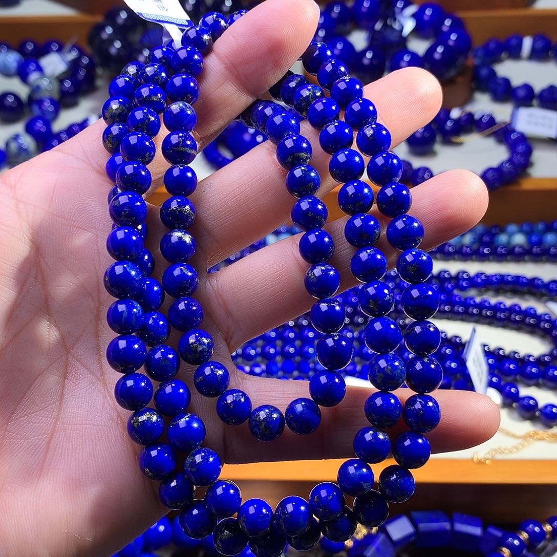 兰***玉青金石未镶嵌手串7.5m多金108佛珠5759