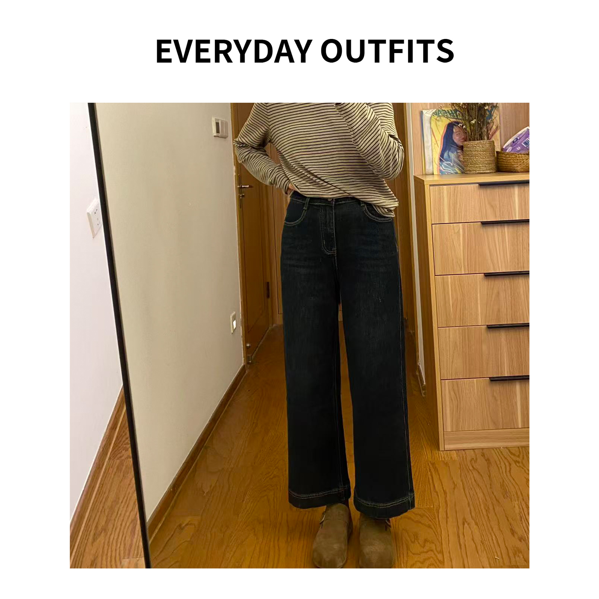 RIDA. 气质直筒裤5Y21显瘦百搭复古秋季水洗时尚休闲 7300-2