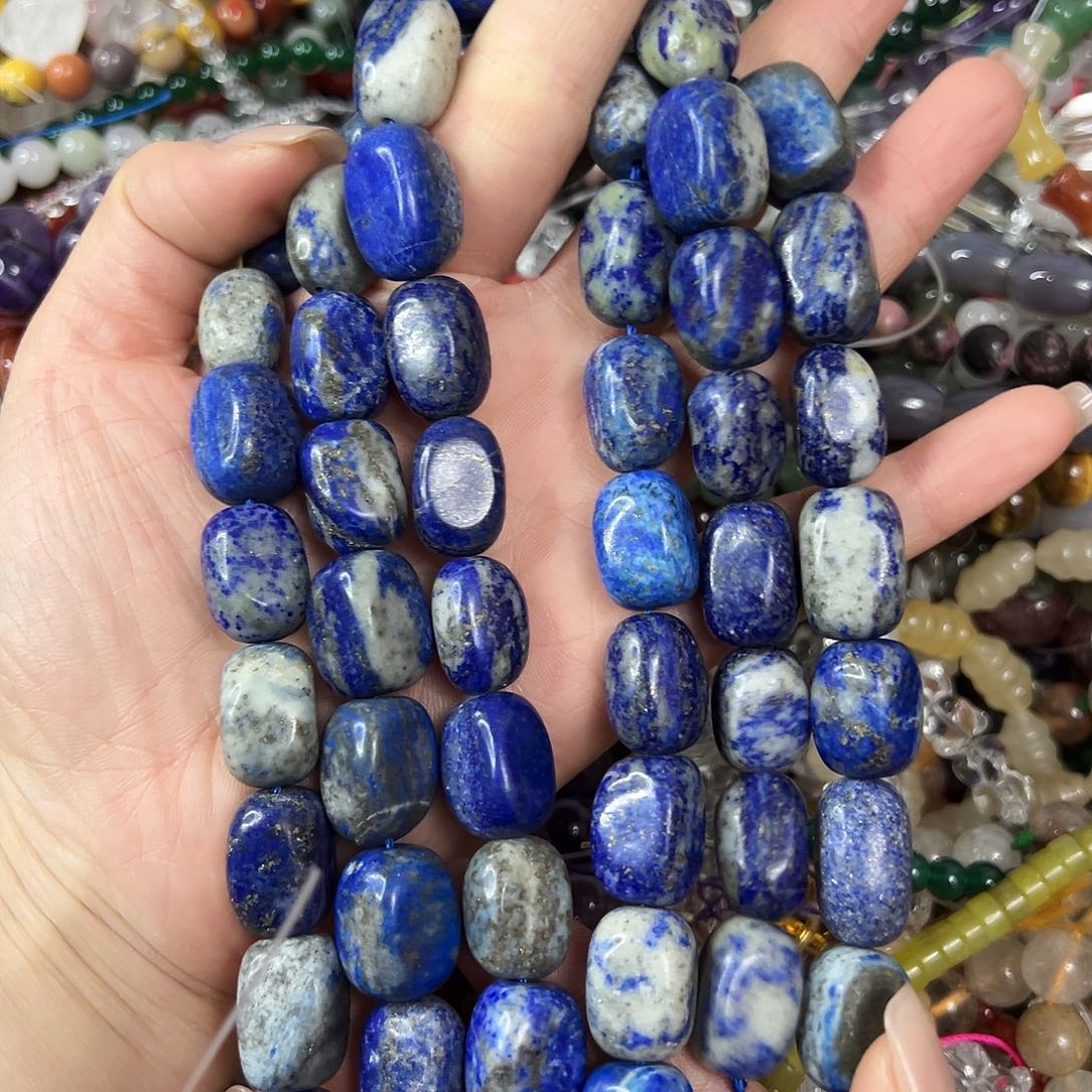 玛瑙/玉髓未镶嵌珠宝半成品，卡12x17老矿青金一条