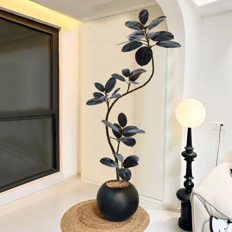 黑金刚橡皮树仿真绿植室内沙发旁假植物仿生盆栽大型客厅装饰摆件
